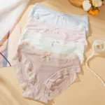 3PCS Women Low Waist Panties Sexy Lingerie Lace Quick Drying Briefs Female Seamless Underwear Spring Summer Solid Underpants