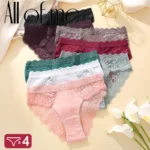 4PCS/Set Sexy Perspective Women Back Lace Panties Patchwork Cotton Underpants Hollow Out Lingerie Underwear Comfortable Briefs